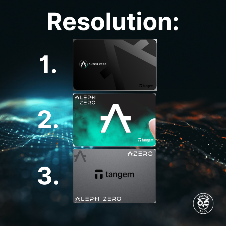 It took me a little longer, but in the end there are always winners!

I couldn't decide on my own and let the German Aleph Zero Telegram vote on which #AZERO x #Tangem cards the community created were convincing.

The first winner is @tentypwu and will receive 25 AZERO from me!
