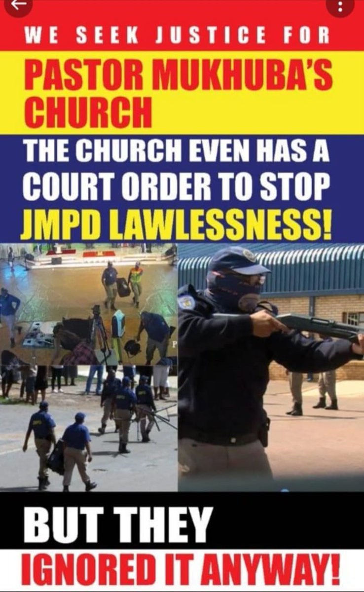 MabohoNyiko's tweet photo. @IPID_ZA @NPA_Prosecutes @CyrilRamaphosa where is the inquiry about the misconduct that was done by the JMPD officers on 28/02/21, at Pastor Mukhuba’s church?#VictoryforPastorMukhubaChurch https://t.co/gkrEVPZsFg