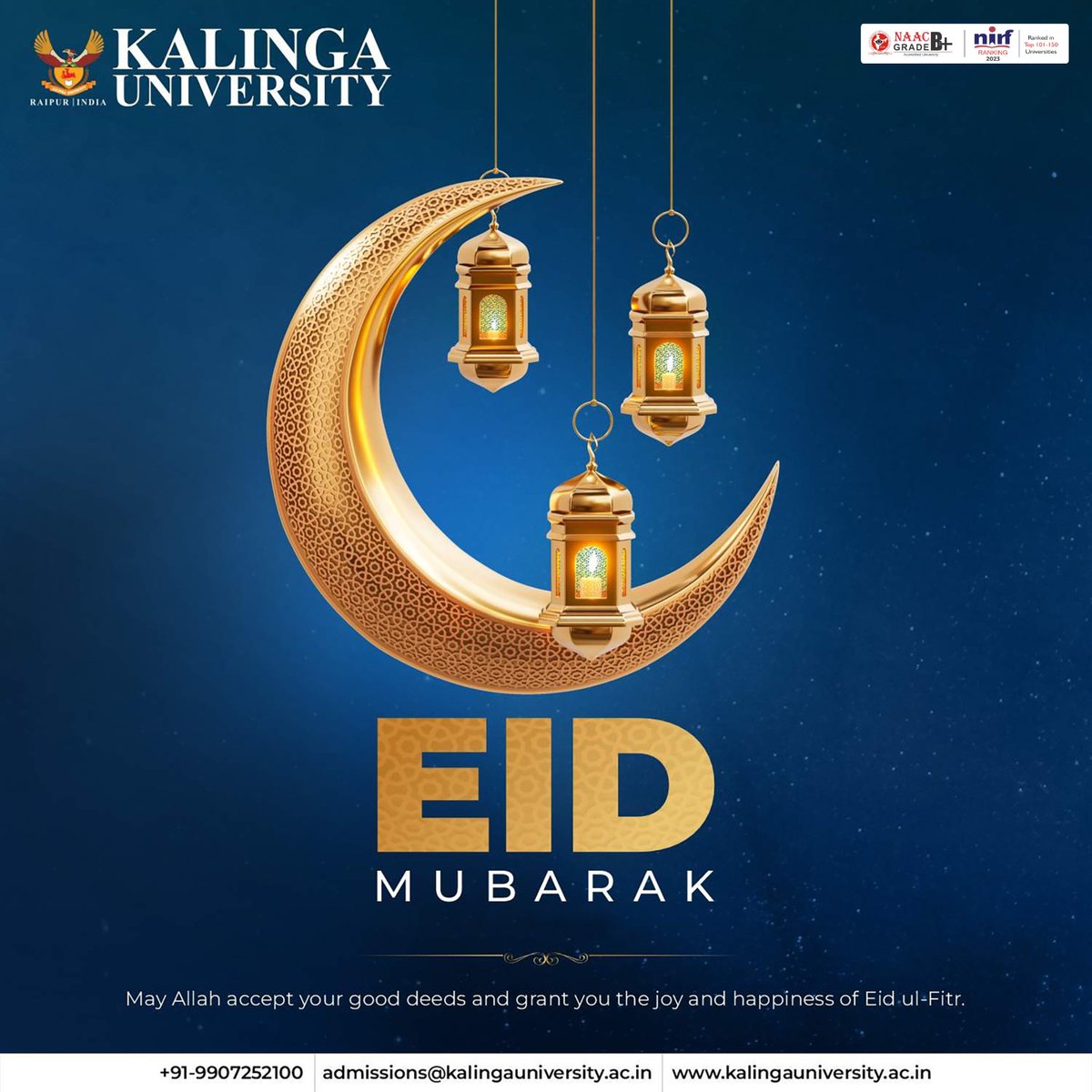 May the divine blessings of Allah bring peace & harmony to your hearts and homes & open all doors of success now and always. Let's cherish the moments of togetherness, share the warmth of love and spread happiness to all around us. Kalinga University wishes you all #EidMubarak.