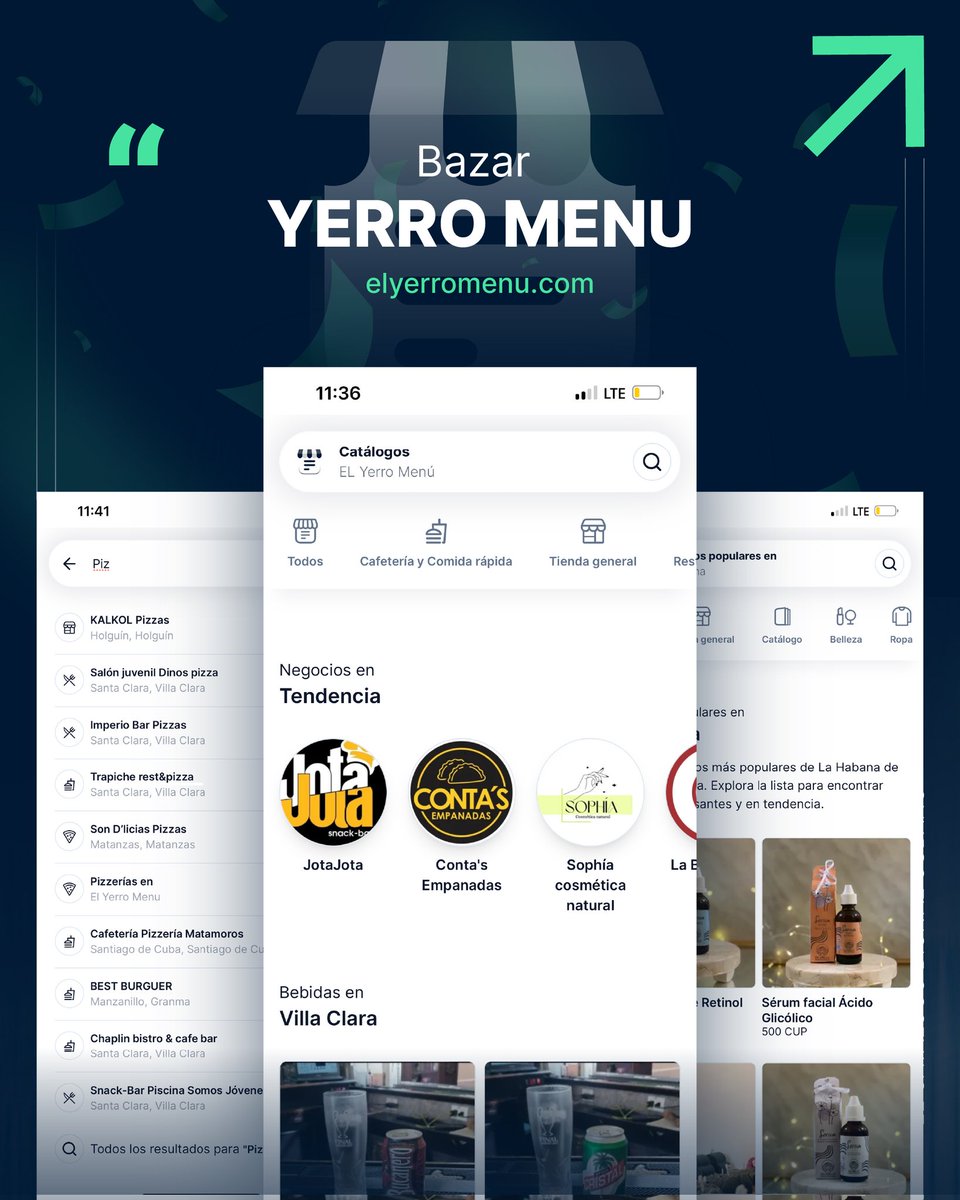 ¡Cositas nuevas! 🎉 Ya está nuestro nuevo Súper Bazar en la plataforma de El Yerro Menú 🚀 Accede a más información más rápido, con filtros prácticos para una búsqueda fácil 🛍️ ¡Trabajamos con amor para los emprendedores cubanos! 💼 
#ElYerroMenú #ElCatalogoDigitalCubano