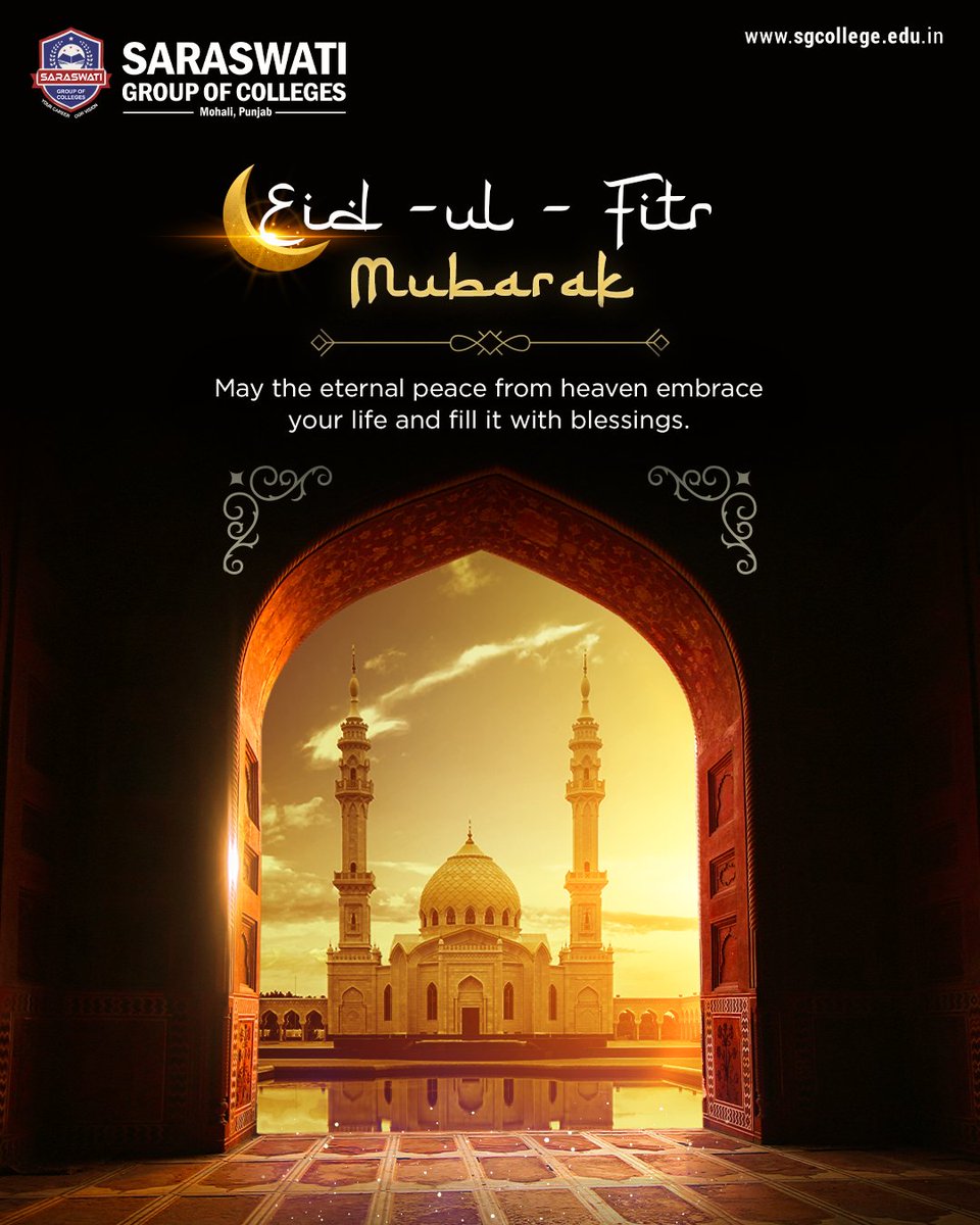 sgc_Mohali's tweet photo. Eid -Ul - Fitr Mubarak - May The Eternal Peace From Heaven Embrace Your Life And Fill It With Blessings.
#EidMubarak #BlessingsOfEid #PeaceAndBlessings #EternalPeace #EidWishes #SpiritOfEid #BlessedEid #HarmonyAndUnity #EidSpirit #LoveAndPeace #EidHappiness #SGC #SGCMohal https://t.co/cNE7T46cIj