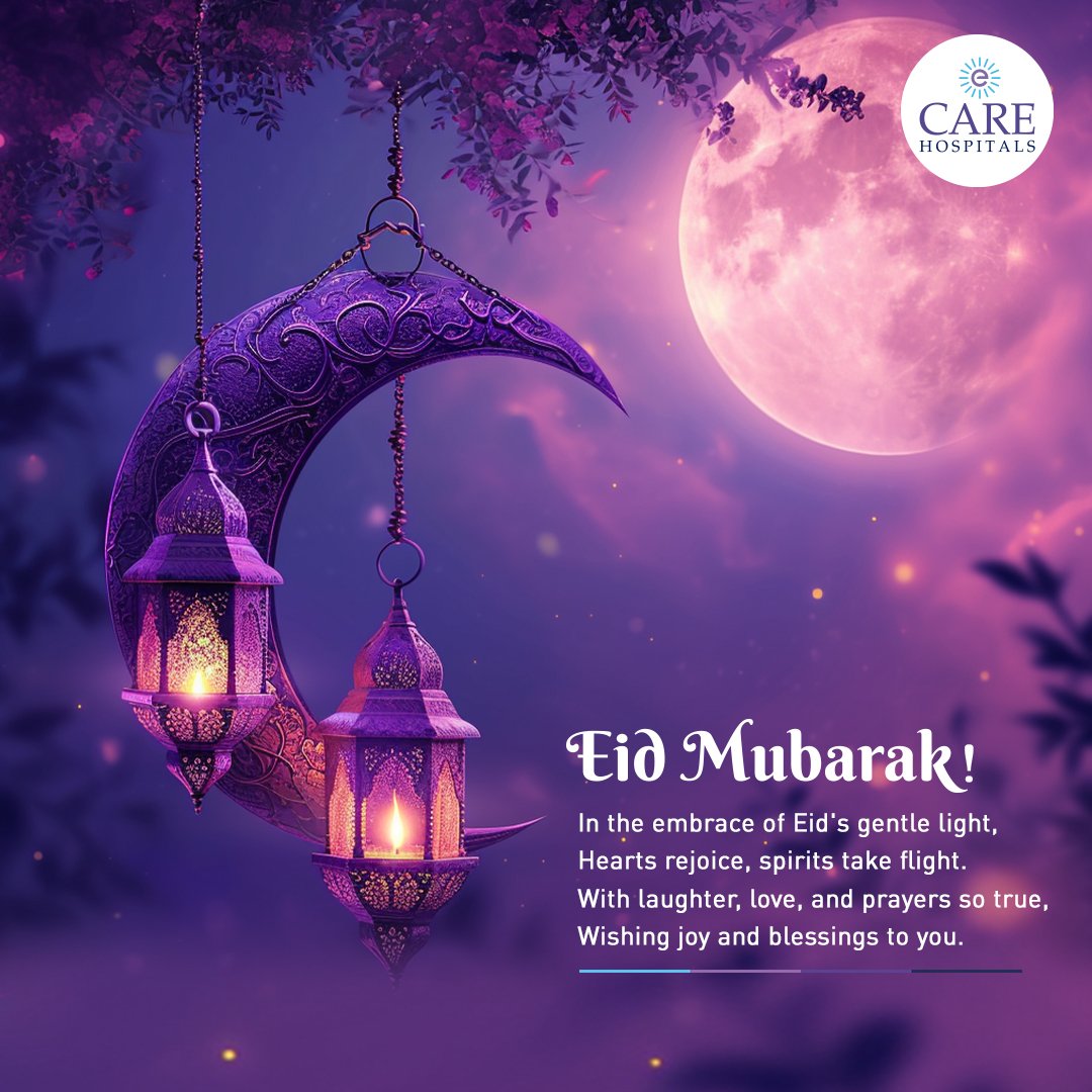 On this auspicious occasion of Eid, may the love and laughter shared with family and friends fill your soul with happiness. Wishing you a blessed Eid overflowing with peace and prosperity. Eid Mubarak!

#CAREHospitals #TransformingHealthcare #EidMubarak #Ramadan #Celebration