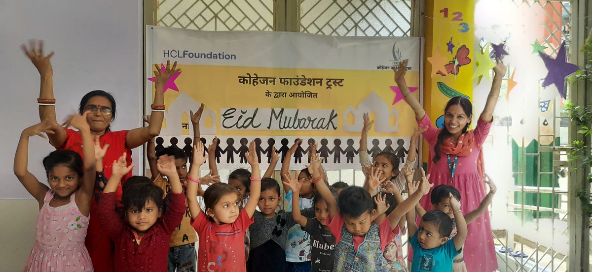 CFT celebrates the spirit of togetherness & festivities with children at AWCs of its project area in GB Nagar district UP, under Our @HCL_Foundation supported #ECCD Program.Our little ones enjoyed fun-filled activities & through heartfelt hugs they tried to  spread best wishes