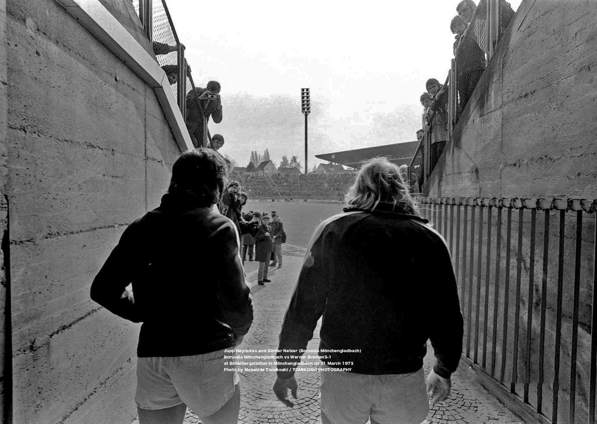 Jupp Heynckes and Günter Netzer (Borussia Mönchengladbach) Borussia Mönchengladbach vs Werder Bremen3-1 at Bökelbergstadion in Mönchengladbach, West Germany on 31 March 1973 Photo by Masahide Tomikoshi / TOMIKOSHI PHOTOGRAPHY