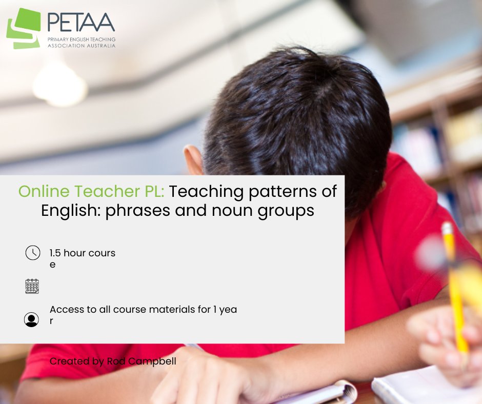 New PL Course alert! Don't miss Teaching patterns of English: phrases and noun groups, a short course that dives into the heart of grammar. vist.ly/x8uq