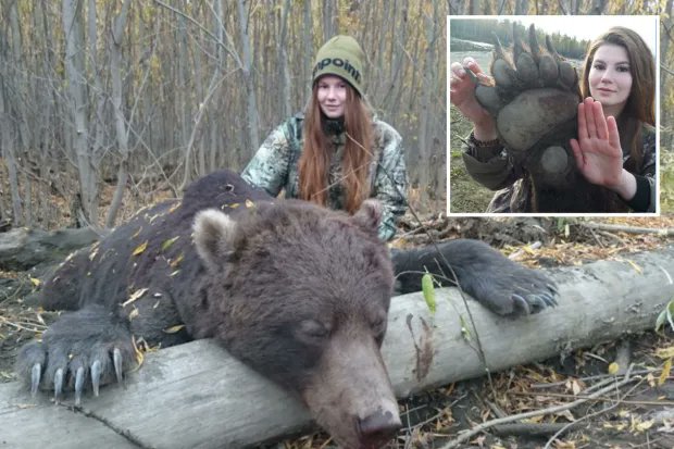 Alexandra Tyutcheva, female trophy hunter who poses with corpses of slaughtered BEARS boasts how she loves skinning them