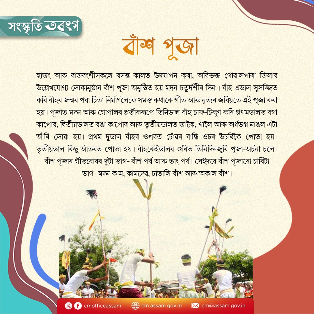 In today's edition of our #SanskritiTaranga series, learn more about 'Bash Puja', an important festival celebrated by the Hajong and Rajbongshi communities of Assam.