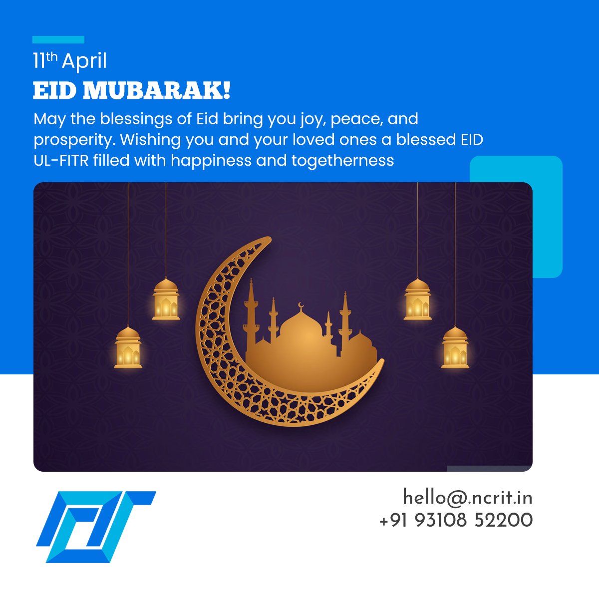 NCRITSol's tweet photo. May the blessings of Eid bring you joy, peace, and prosperity. Wishing you and your loved ones a blessed Eid ul-Fitr filled with happiness and togetherness!" 🌙✨
#EidMubarak #EidAlFitr2024 #Eidmubarak2024 #Eid2024 https://t.co/SShkc6tEYg