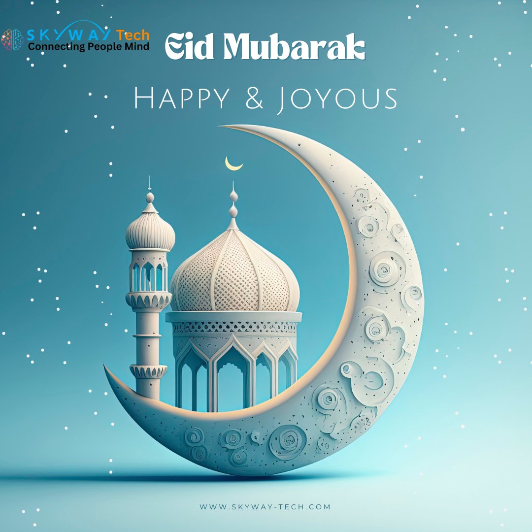 '🌙 Eid Mubarak from Skyway Tech! 🌙 May this blessed occasion fill your life with joy, peace, and prosperity. Wishing you and your loved ones a wonderful celebration filled with love and happiness. #EidMubarak #SkywayTech #ITServices'