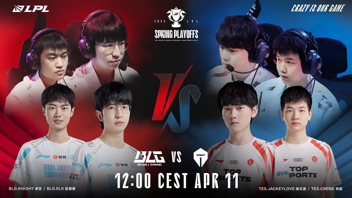 At 12:00 CEST today, TES faces off against BLG in a clash of titans. Winners punch their ticket to the #LPL Spring Finals!