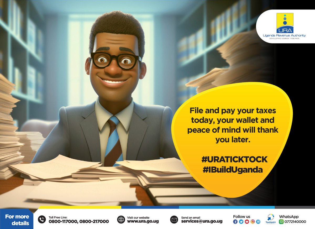 You don't need all the daunting paperwork to file your tax returns. Just go online and do it.
#URATicktock
#IBuildUganda