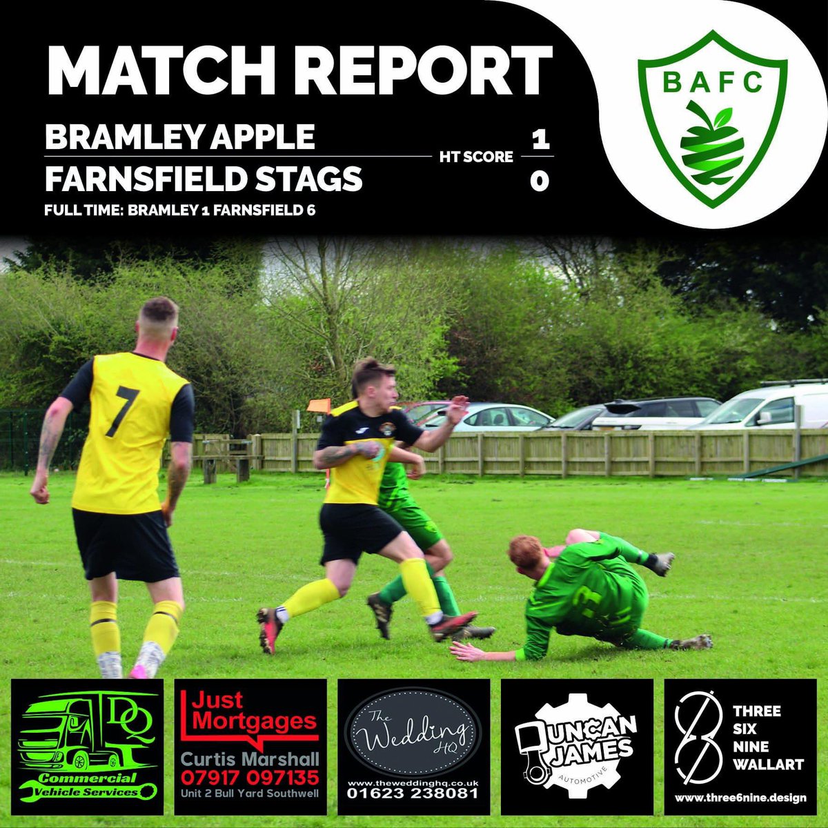 31/3 

After leading at half time a poor second half display left the score 
Farnsfield Villa Stags 6 - 1 Bramley Apple
