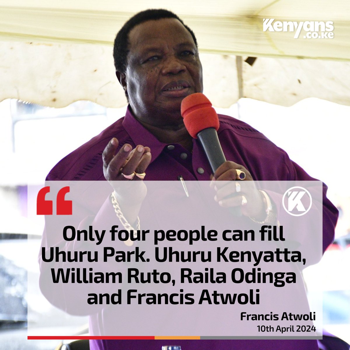 Only four people can fill Uhuru Park - Francis Atwoli