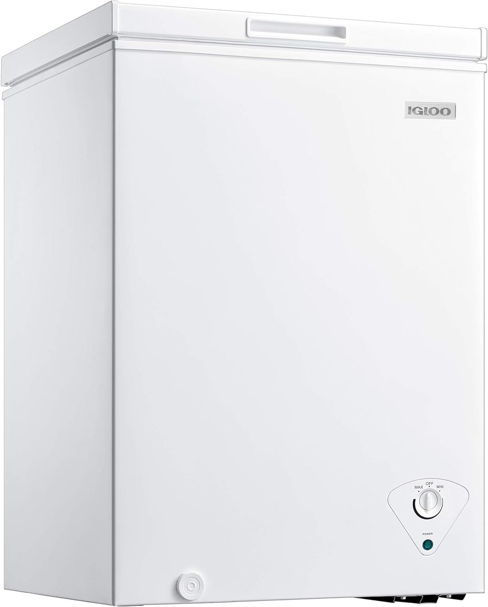 Igloo 3.5 Cu. Ft. Chest Freezer with Removable Basket and Front Defrost Water Drain, Small Deep Freezer Perfect for Homes, Garages, and RVs, White amzn.to/3VOCt8R via @amazon