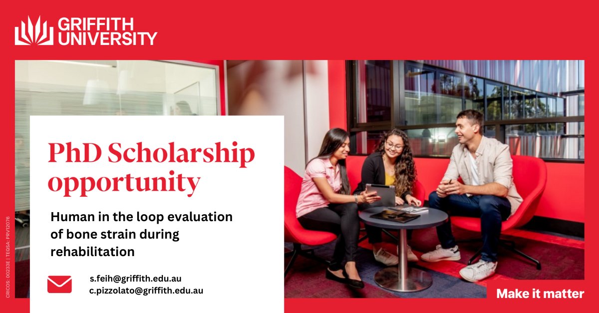 💥PhD Scholarship opportunity w/ BioSpine💥

Seeking a candidate who is interested in the development of human in the loop computational models, with the aim of controlling non-invasive bionic devices to optimise the mechanical environment of bones.
Visit: griffith.edu.au/research-study…