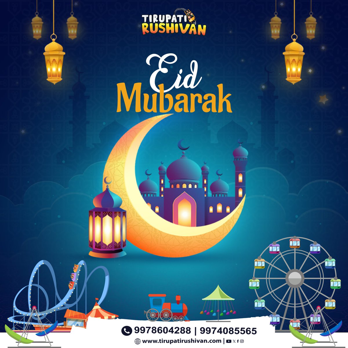 Eid Mubarak! May this special day bring you peace, happiness, and prosperity🌙✨

#TirupatiRushivan #eidmubarak2024 #EidAlFitr #AdventureAwaits #adventurepark #onedaypicnic #waterpark #blissfuladventure #weekendfun  #UnlimitedAdventures #Gujarat #ahmedabad #himatnagar