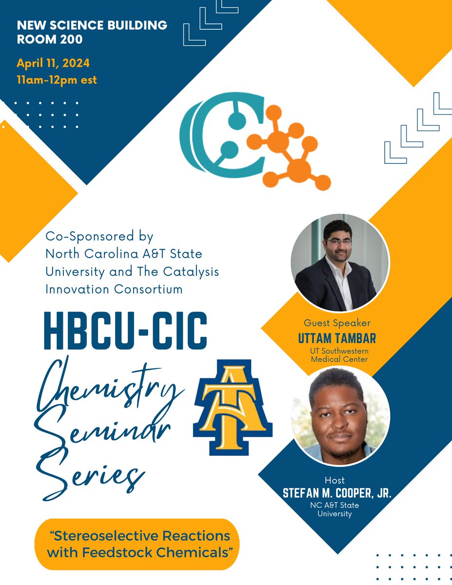 Join us tomorrow at 11AM <a href="/BeyondCCHF/">The Catalysis Innovation Consortium</a> <a href="/ncatsuaggies/">North Carolina A&T</a> <a href="/NCATChemDept/">N.C. A&T Chemistry Department</a>