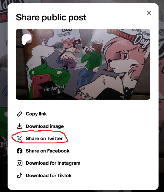 EllenNatalie87's tweet photo. Also, apparently Patreon still lists 'Twitter' instead of 'X' as the sharing option. I don't think they're trying to be passive aggressive, but pretending they are makes me happier than it should... https://t.co/rJkZ8KCCm7