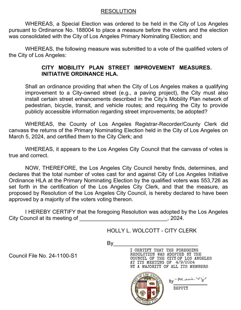 We are officially adopted by the City Council and become law two weeks from today.