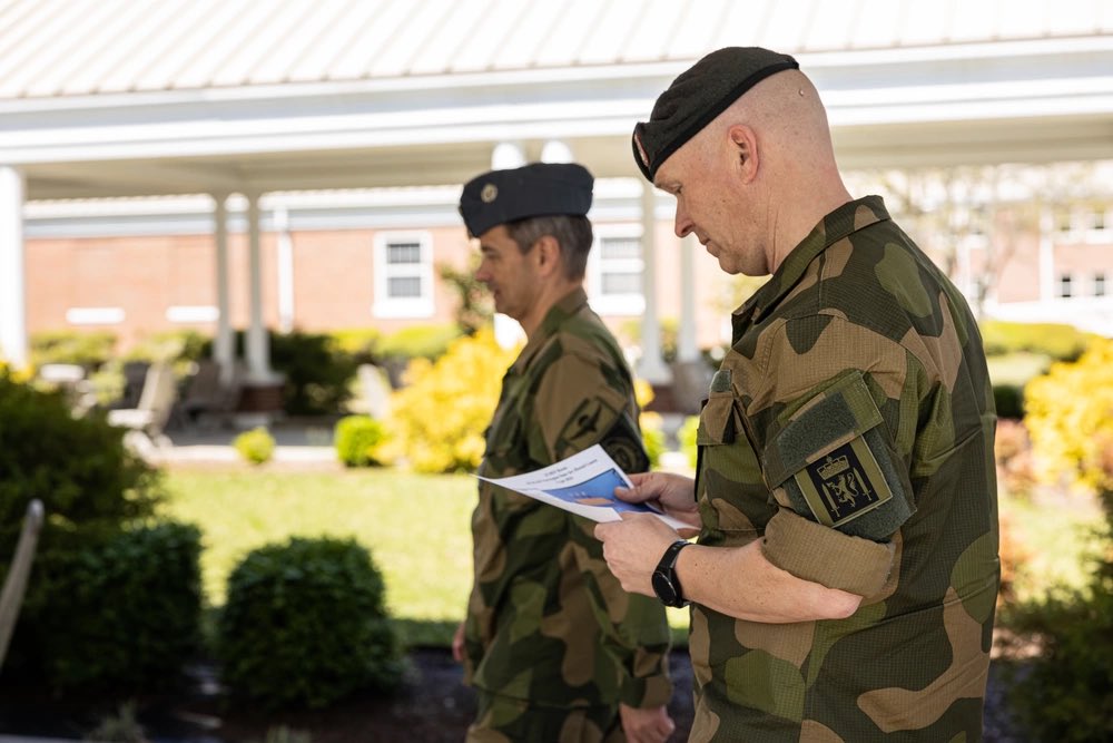 Brig. Gen. Adolfo Garcia Jr.,CG, MCIEast-MCB Camp Lejeune, speaks during a luncheon with the Norwegian Ministry of Defense staff on MCB Camp Lejeune. The staff visit to II MEF demonstrates our strong and longstanding alliance. 📷 by Cpl Antonino Mazzamuto