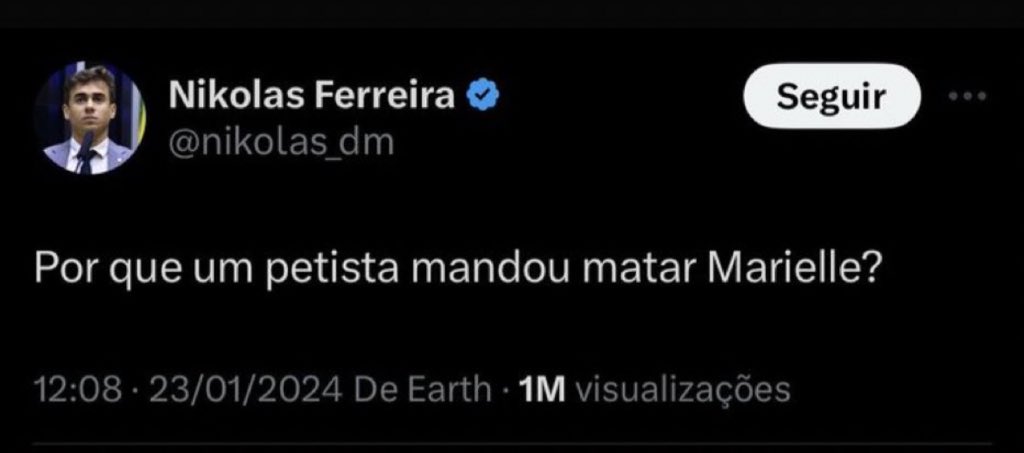 <a href="/nikolas_dm/">Nikolas Ferreira</a> Conta outra, deputado! Hipocrita demais, hein? Oficialmente na Bancada da Milícia!