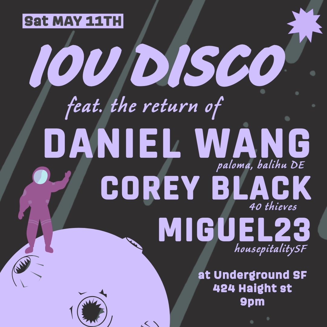 I still throw down wax sometimes. Bringing out dirty acid disco maestro Daniel Wang to SF.. let’s do it.. eventbrite.com/e/iou-disco-fe…
