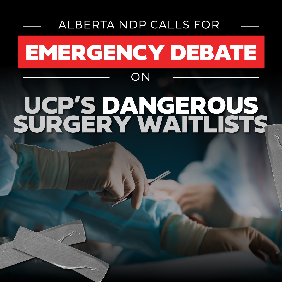On Monday, our MLAs called for an emergency debate on the UCP's dangerous surgery waitlists. The UCP refused, and Smith admitted last year's promises that there would be zero patients on the surgery waitlist by March 2024 were 'aspirational.' Another broken UCP promise.