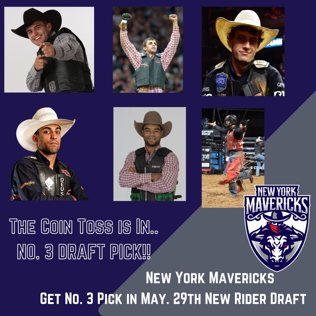 The coin toss is in.... the New York Mavericks will get the No. 3 draft pick at the May 29th New Rider Draft in Nashville!!
