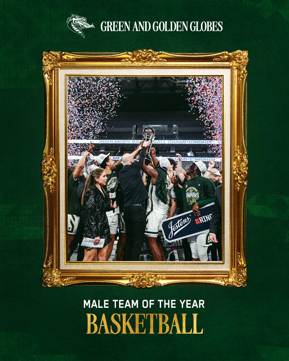 𝓖𝓻𝓮𝓮𝓷 𝓪𝓷𝓭 𝓖𝓸𝓵𝓭𝓮𝓷 𝓖𝓵𝓸𝓫𝓮𝓼 AAC Champs! Congratulations to @UAB_MBB on winning the Male Team of the Year! #WinAsOne