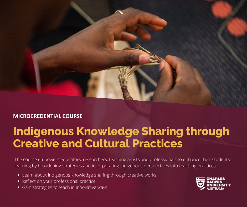 Interested in Indigenous Australian knowledge sharing through arts?☀️This course empowers educators to enhance students' learning by broadening strategies & incorporating Indigenous perspectives into teaching practices. Find out more👉go.cdu.edu.au/fzbq