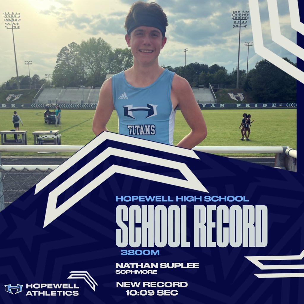 Congratulations to sophomore Nathan Suplee @nathan_s_vibes for setting a new school record in the 3200M at todays meet with a time of 10:09. Congratulations Nate! #gotitans⚔️ #titanup⚔️