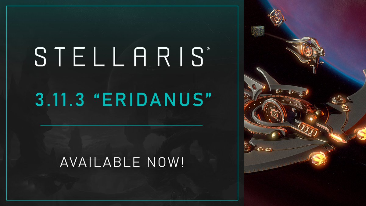 We've just released the 3.11.3 update, chock full of bugfixes! If you run into any issues with a new game on a fresh save, please let us know on the forums: forum.paradoxplaza.com/forum/forums/s… Read the 3.11.3 'Eridanus' Patch Notes: pdxint.at/43YqkjB