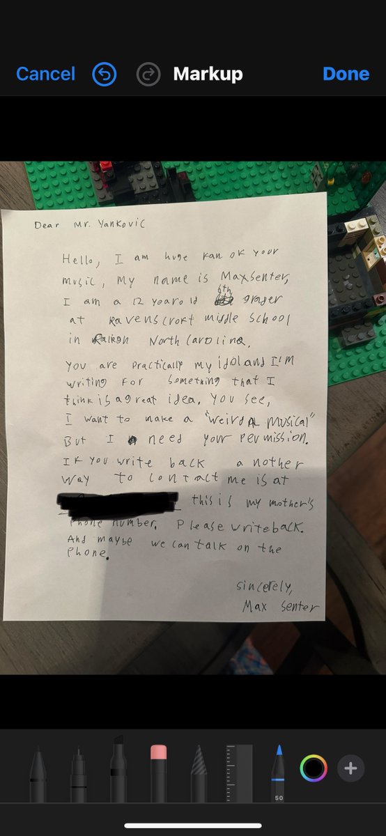 SenterAndi's tweet photo. @alyankovic Mr. Yankovic, our 12 year old wants to collaborate with you!  He sent you fan mail.  Wishing you continued success. Cheers from North Carolina https://t.co/XA6LQHjju1
