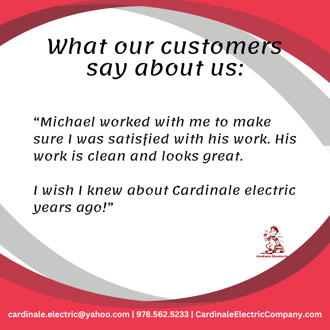 We take such pride in our work, and it brings us so much joy to see our #homeowners happy with the #wiring projects we did in their homes!

#customertestimonial #hudsonma #happyhomeowners #testimonial #testimonialtuesday #customerreview