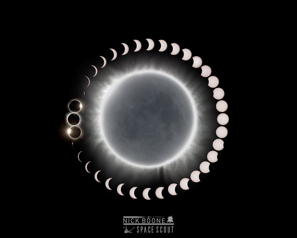 My composite image of the entire total solar eclipse, featuring Earthshine. 📸: @WeAreSpaceScout