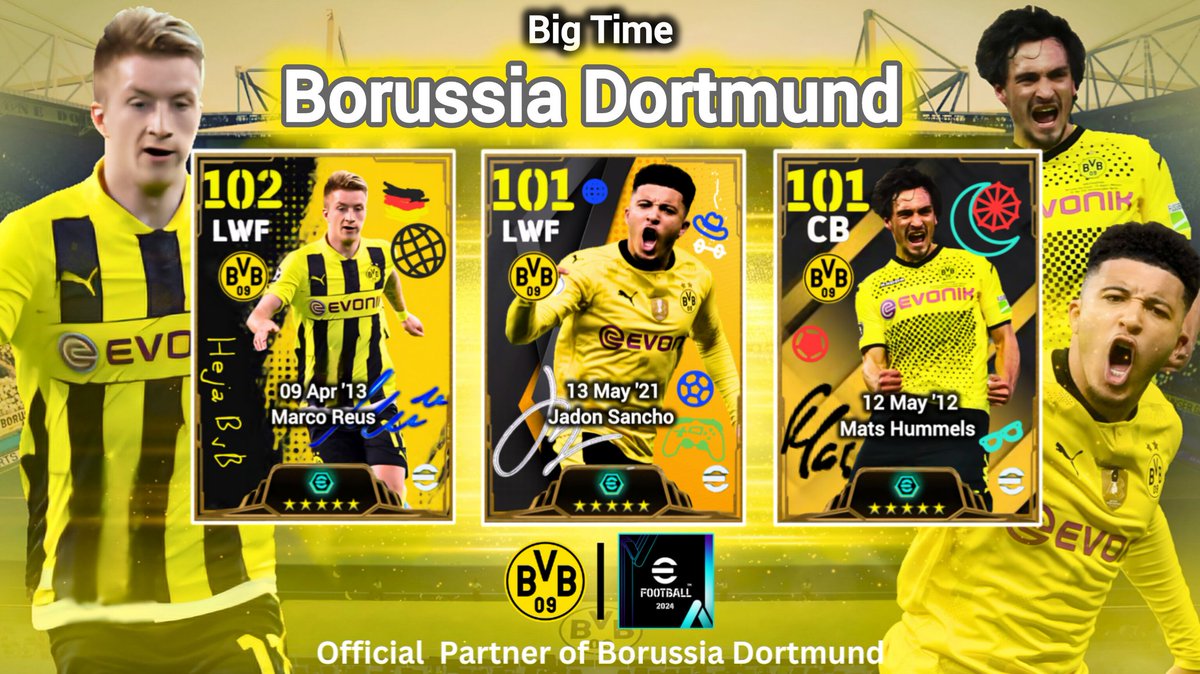 BIG TIME: Borussia Dortmund 🟡⚫️🟡⚫️🟡

🇩🇪 Marco Reus 
🏴󠁧󠁢󠁥󠁮󠁧󠁿 Jadon Sancho 
🇩🇪 Mats Hummels 

▪️concept art 

#efootball #efootball24 #BorussiaDortmund #BVB #BIGTIME #eFootball2024  #イーフト    #eFootball  #eFootballアプリ #談合
 #加工