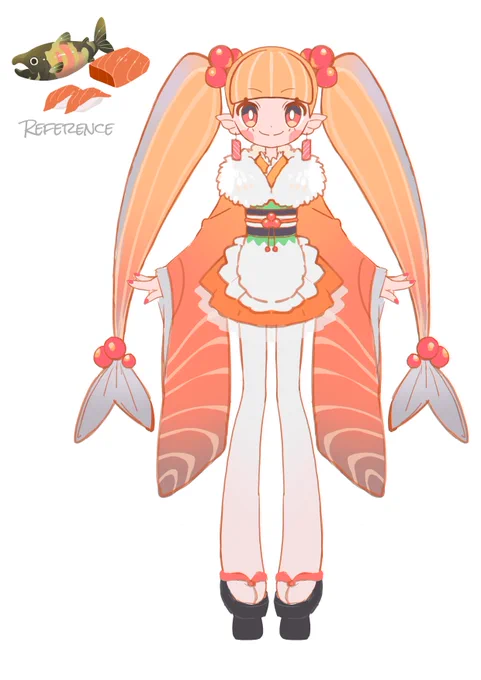 サーモンちゃんデザイン全身図Salmon design drawing #OC 
