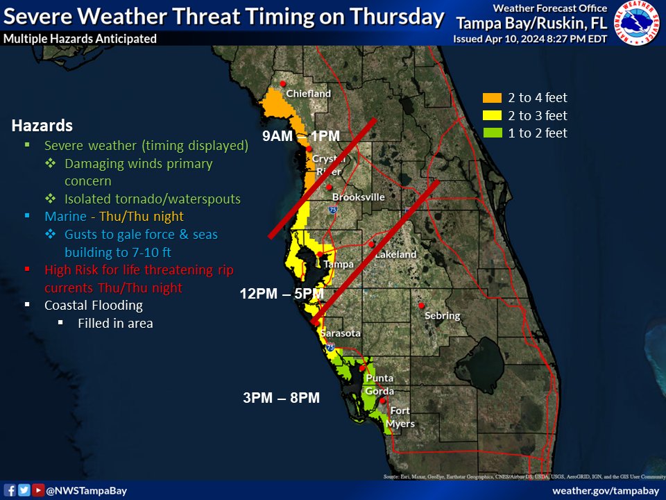 Before you go to sleep keep in mind tomorrow's severe weather threat for the area! See the image below for details! 👇 ⛈️🌬️🌊 #FLwx