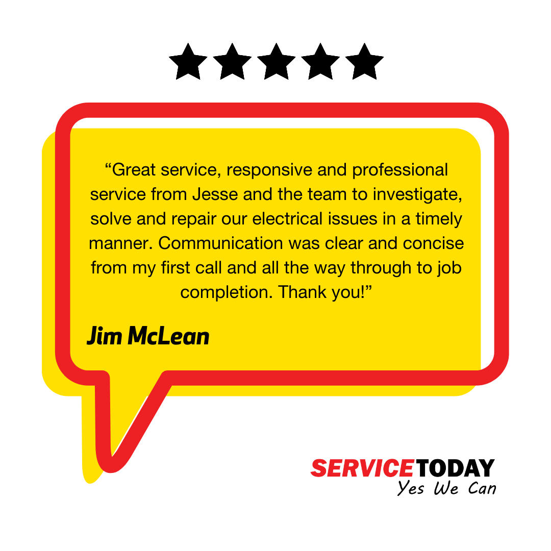 Thank you so much for the glowing 5-star review, Jim!  🌟
We're thrilled to hear that you had such a positive experience with us 🚀💙

#reviews #5stars #ServiceToday #community #trusted #testimonial #communitytrusted #localelectricians #marketing #branding #positivefeedback