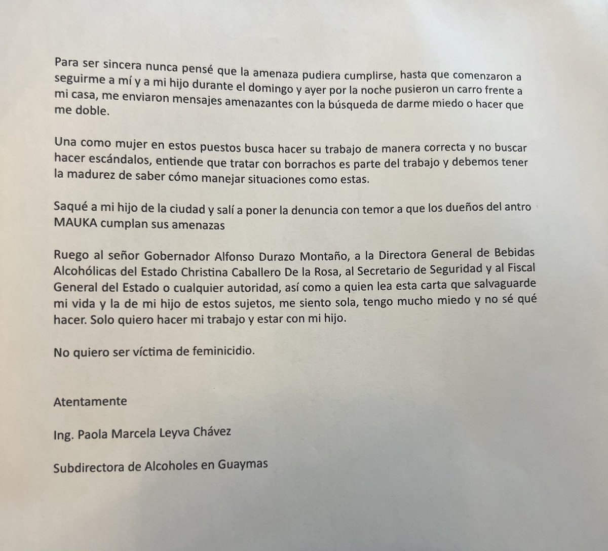 LA CARTA CENSURADA. Algunos colegas periodistas recibimos esta carta. En lo personal nos esperamos hasta verificar su autenticidad. Otros la publicaron, pero de inmediato fueron obligados por <a href="/PaulinaOcanaE/">Paulina Ocaña</a> a eliminar esa publicación. Se trata de la súplica de la subdirectora de