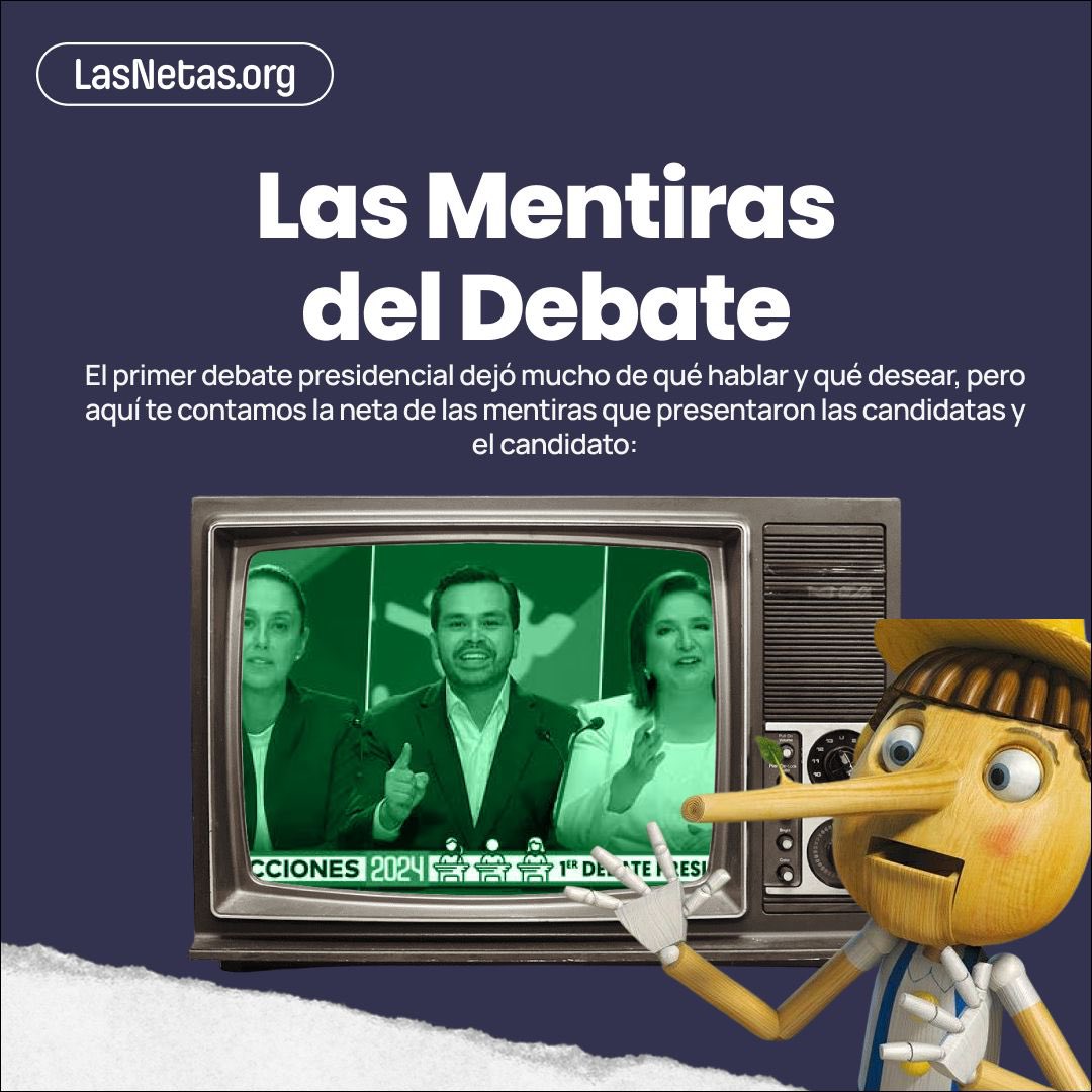 lasnetasorg's tweet photo. Dime ¿por qué me dices solamente mentiras? Dime ¿por qué no dices nunca la verdaaaaad? 😩
💔 Triste pero cierto, aquí te compartimos la información falsa que nos dieron las candidatas y el candidato durante el primer debate presidencial. 🤥
#lasnetas #DebateINE #Elecciones2024Mx https://t.co/3M2uP70niz