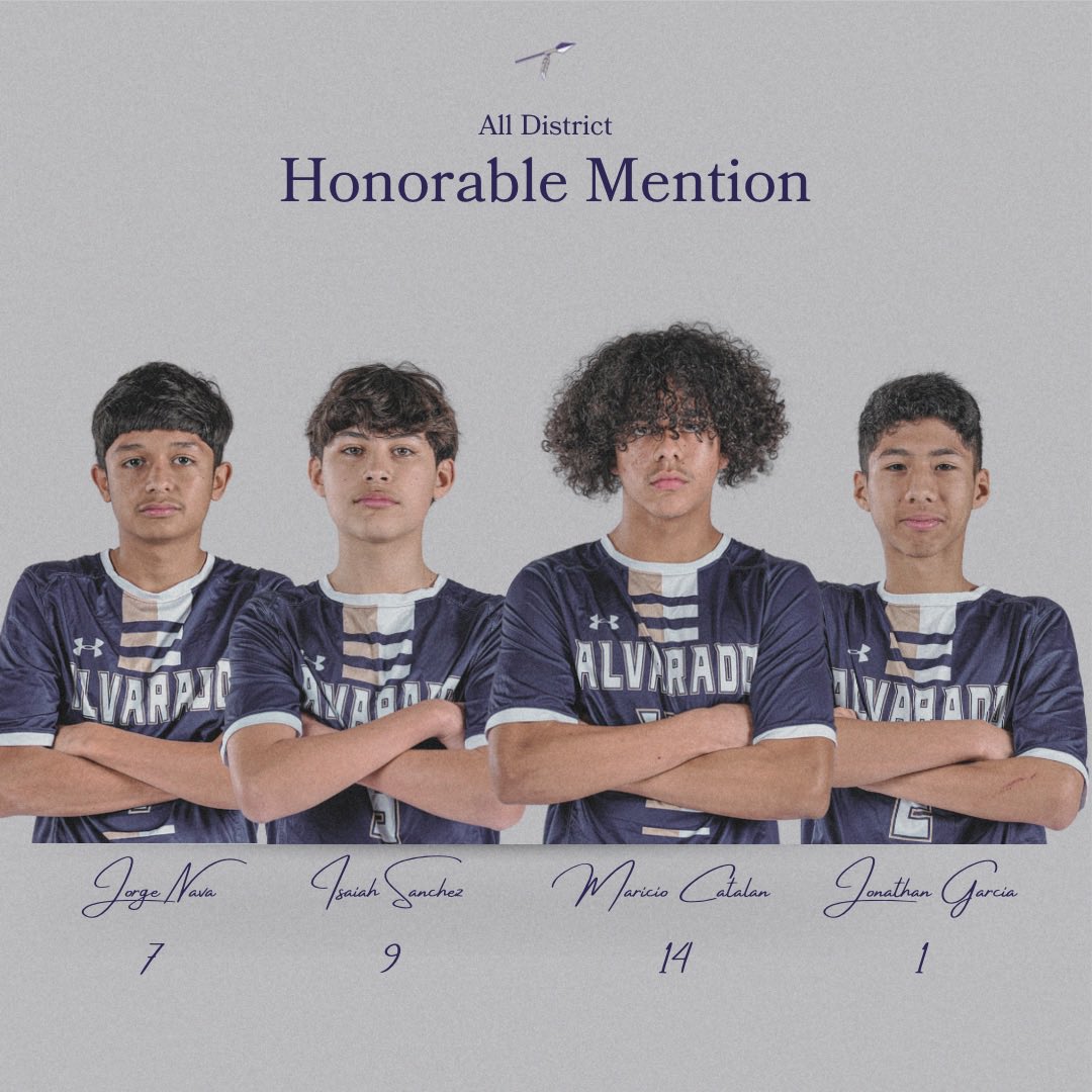 Congratulations to these young men receiving honorable mentions for District 6-4A. #AlvaradoExcellence #TR1BE