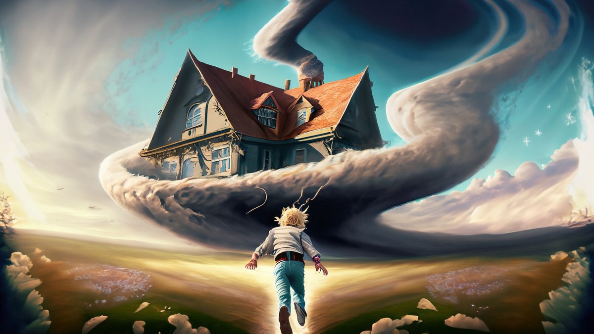 'Stump the AI' #7; 'Dorothy's house flies into the sky on a tornado.' #AI #Wizard #oz