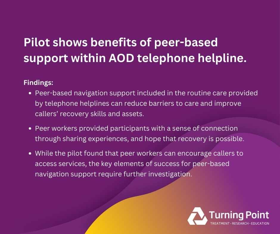 New pilot study led by @AnnettePeart has shown that peer-based navigation support within an #AOD telephone helpline has potential to improve recovery-related outcomes and reduce the severity of problems from AOD use. Open access: doi.org/10.1080/096876…