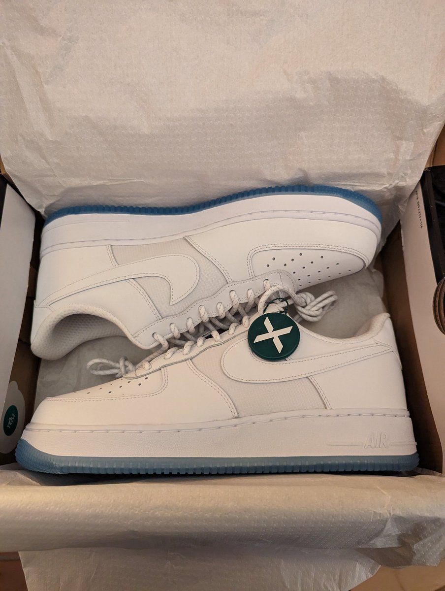 Look at these beauties. I love the Air Force 1's, & the translucent blue sole is such a cool touch. Perfect for cultural events, gallery shows, & bookstore visits. I want to be an author with a shoe deal. That's a thing that can happen, right? @StockXSneakers @ComplexSneakers