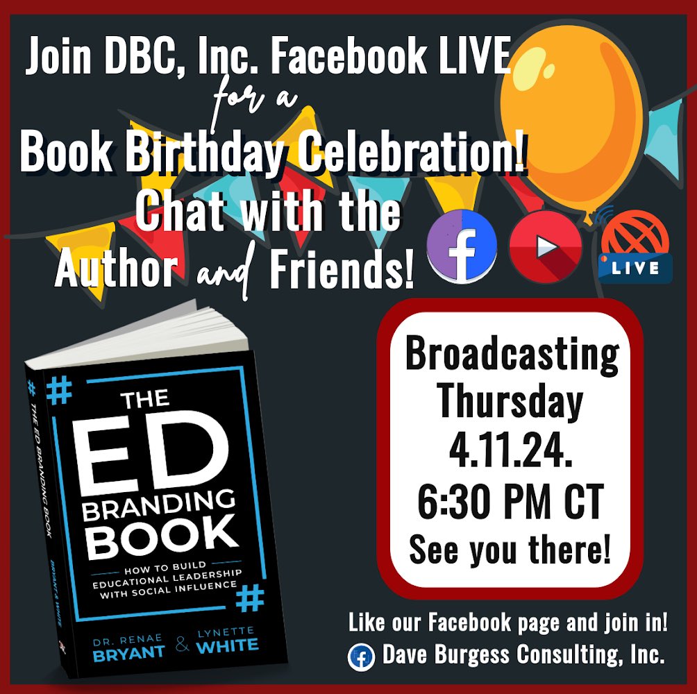 It’s TIME!! The #EdBranding Book Drop is tomorrow!! Join us as we celebrate our book release! Join us at 4:30pm (PST) tomorrow 🙌🏾 m.facebook.com/dbcinc bit.ly/EdBrandingBook We can’t wait to celebrate with you! #dbcincbooks #TellYourStory #BeAConnecter