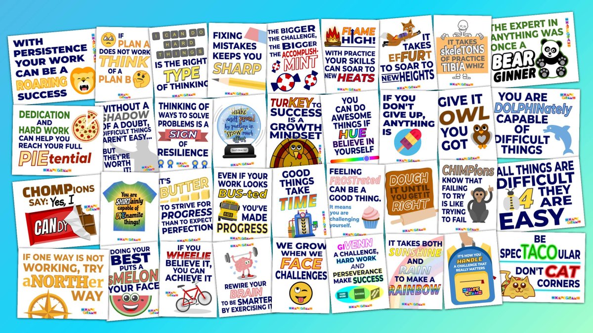 Keep encouraging your students👉 Download a PDF or view slides with all 60+ silly growth encouragement messages. sbee.link/ub9ndehrwj via @shapegrams #edutwitter #teaching