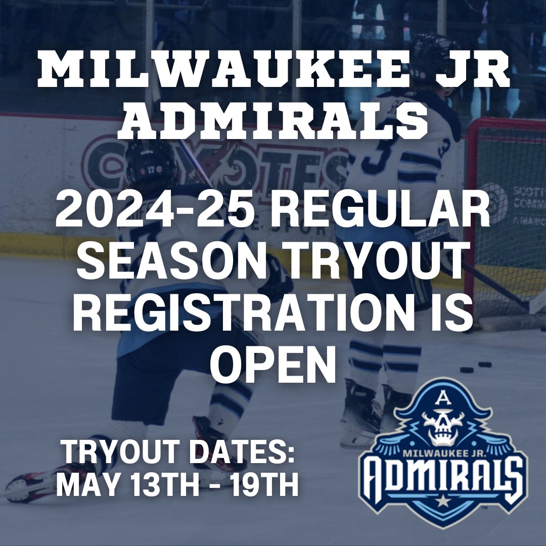 Tier 1 Elite Hockey (@t1ehl) on Twitter photo ATTN <a href="/mkejrads/">Milwaukee Jr Admirals</a> players 🚨
Registration for the 2024-2025 Milwaukee Jr Admirals Regular Season Team Tryouts is now open! Tryouts will run May 13th-19th.
For more information⤵️
🔗shorturl.at/ioLX9
#hockey #youthhockey #icehockey #hockey #t1ehl #milwaukee ATTN <a href="/mkejrads/">Milwaukee Jr Admirals</a> players 🚨
Registration for the 2024-2025 Milwaukee Jr Admirals Regular Season Team Tryouts is now open! Tryouts will run May 13th-19th.
For more information⤵️
🔗shorturl.at/ioLX9
#hockey #youthhockey #icehockey #hockey #t1ehl #milwaukee