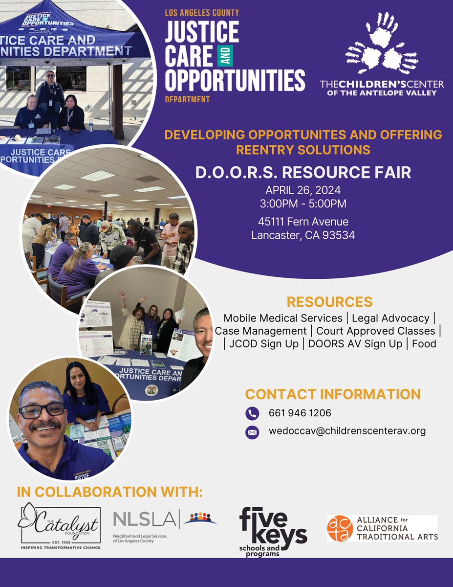 Join us for our next DOORS resource fair in the Antelope Valley details 👇🏽