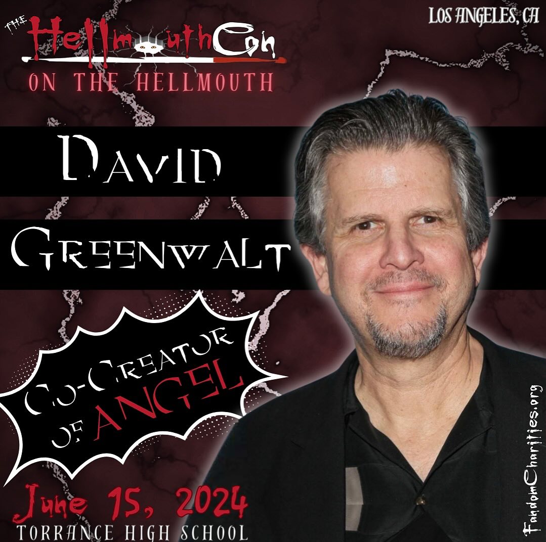 We are absolutely thrilled to announce that DAVID GREENWALT will be joining fan faves JULIET LANDAU and JULIE BENZ at this year’s HELLMOUTHCON ON THE HELLMOUTH on June 15. David was the co-creator, executive producer of ANGEL Early Bird Tickets: cutt.ly/Hellmouth24